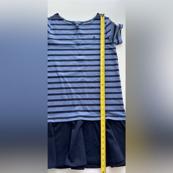 Polo Ralph Lauren Girl Blue Stripe print Ponte Dress summer short sleeve L 12-14 - Picture 5 of 5